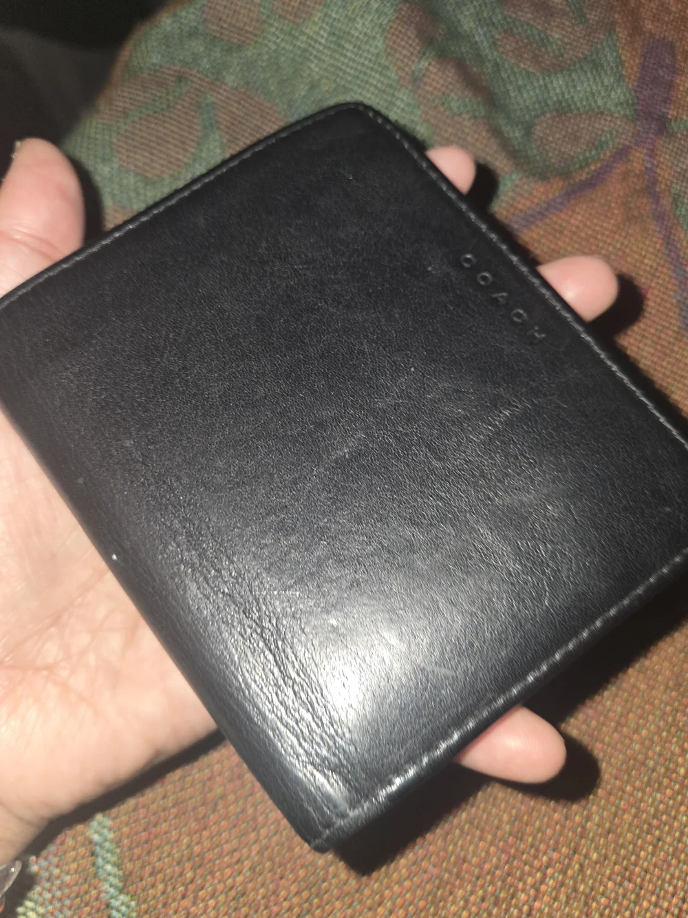 Vintage Coach Black Leather Bifold Zip Wallet